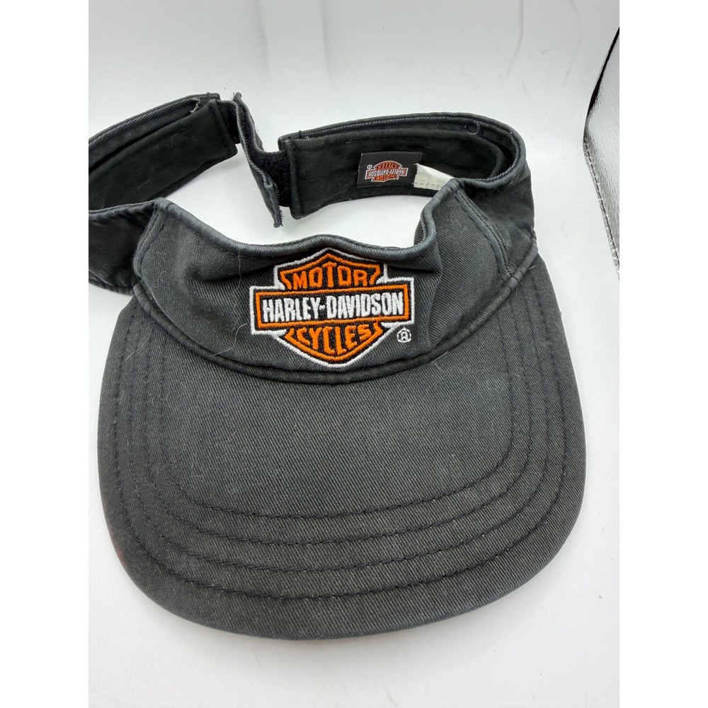 Harley-Davidson Mens Black Embroidered Logo Sun Visor Adjustable Biker Hat